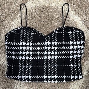 Black and White Houndstooth Tank Top